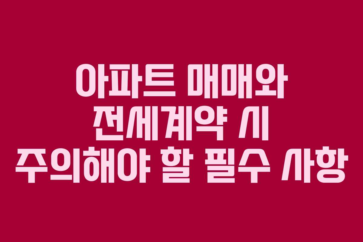 아파트 매매와 전세계약 시 주의해야 할 필수 사항