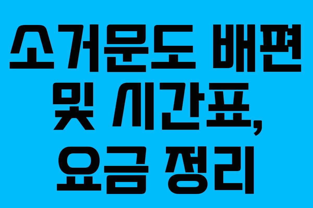 소거문도 배편 및 시간표, 요금 정리