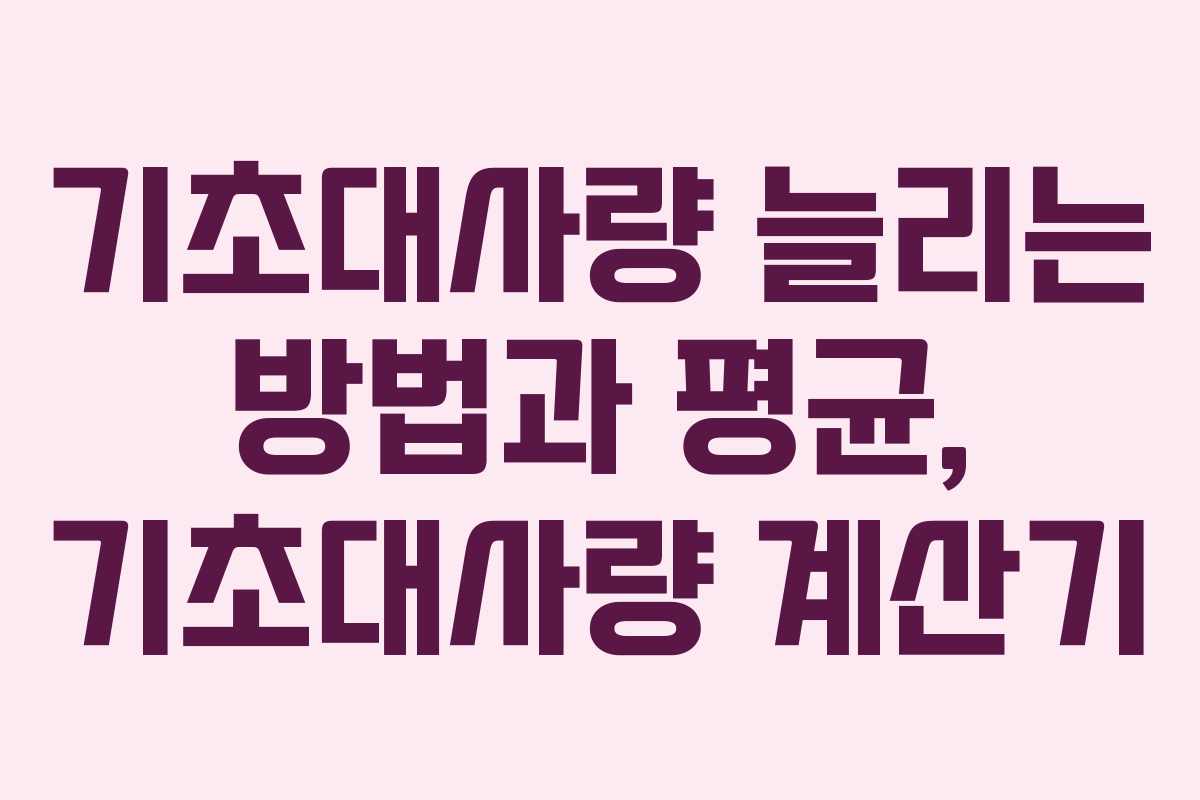 기초대사량 늘리는 방법과 평균, 기초대사량 계산기