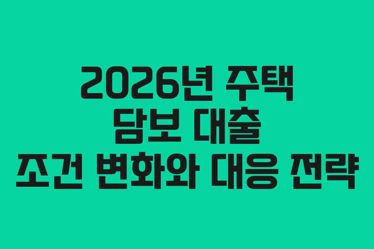 2026년 주택 담보 대출 조건 변화와 대응 전략