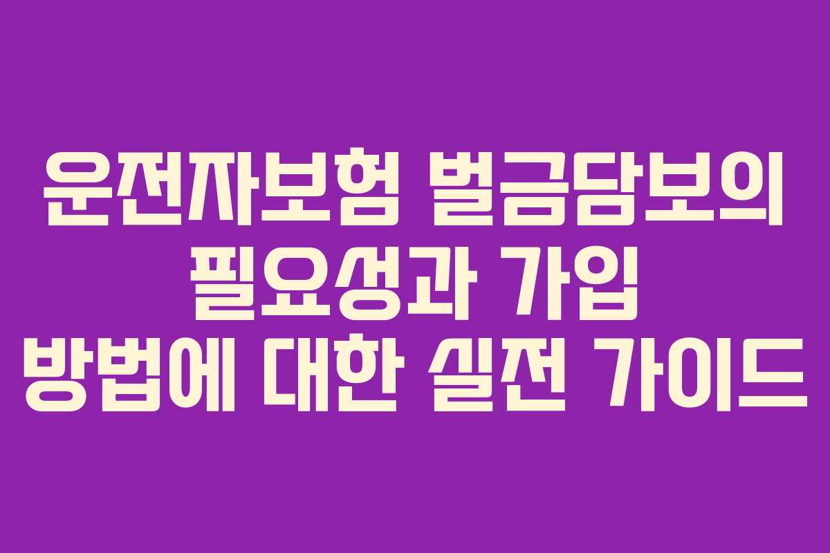 운전자보험 벌금담보의 필요성과 가입 방법에 대한 실전 가이드