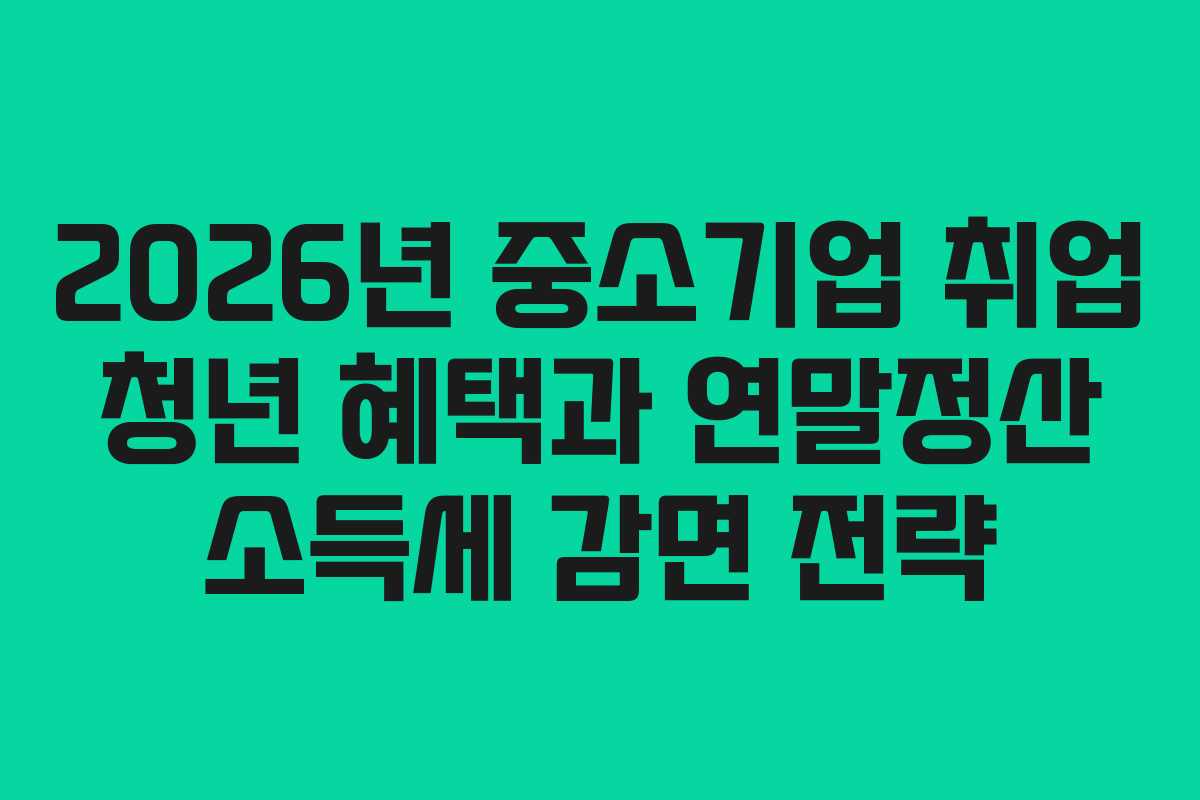 2026년 중소기업 취업 청년 혜택과 연말정산 소득세 감면 전략