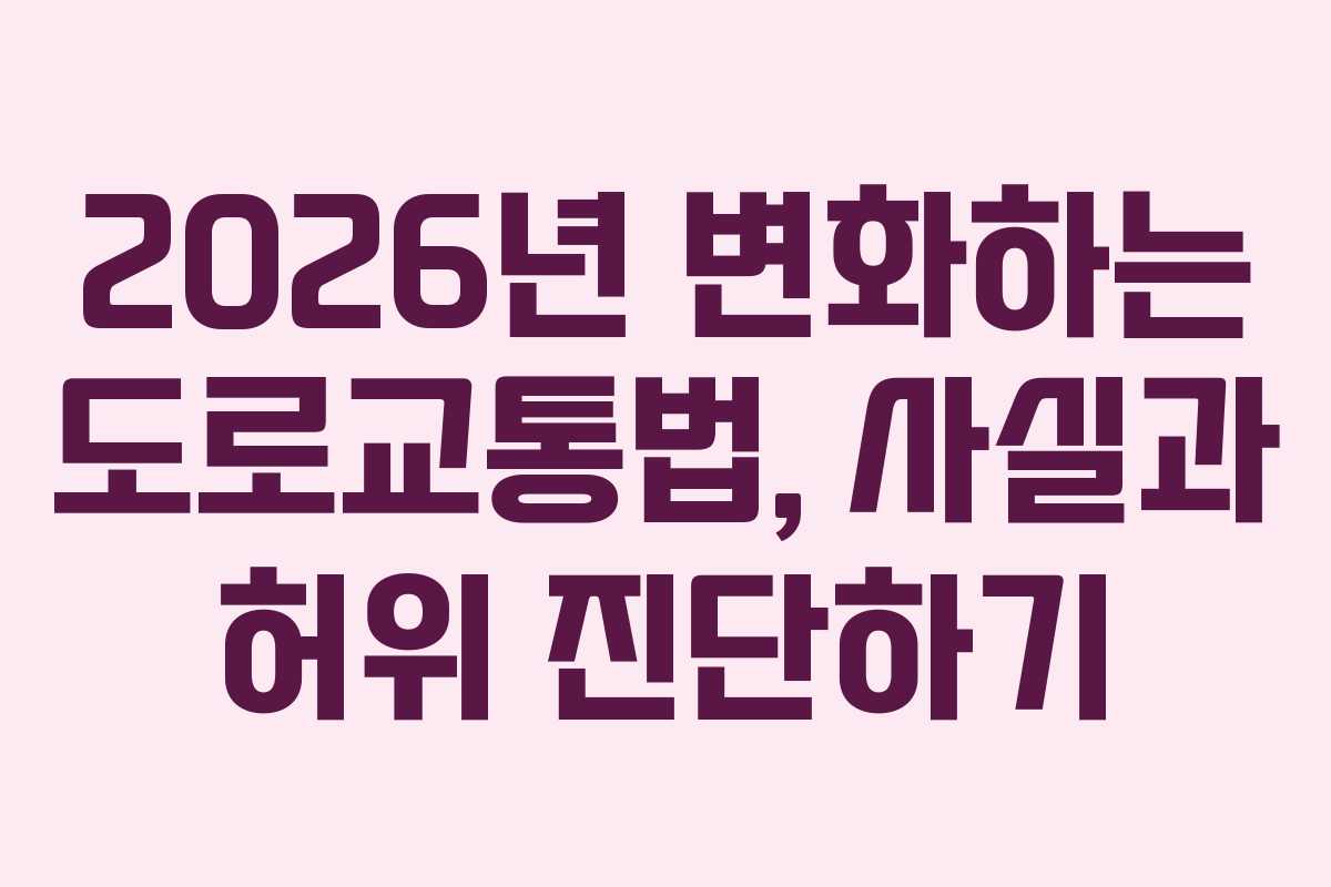 2026년 변화하는 도로교통법, 사실과 허위 진단하기