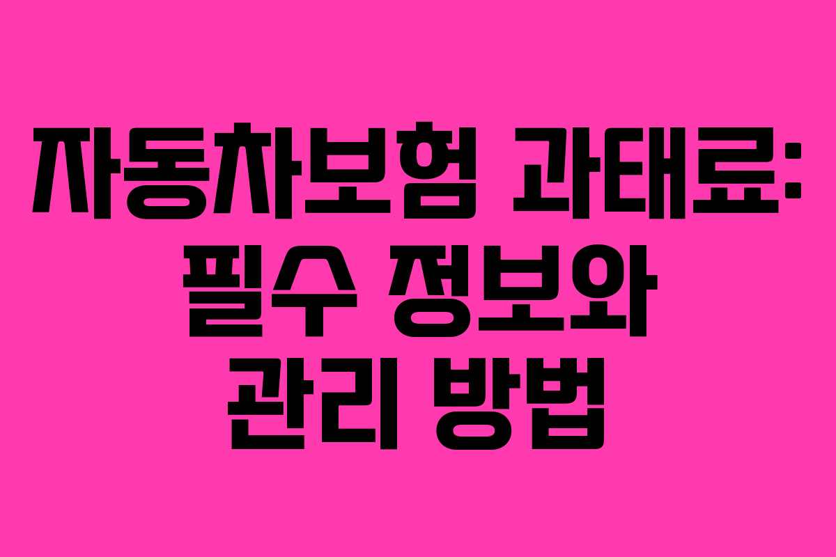 자동차보험 과태료: 필수 정보와 관리 방법