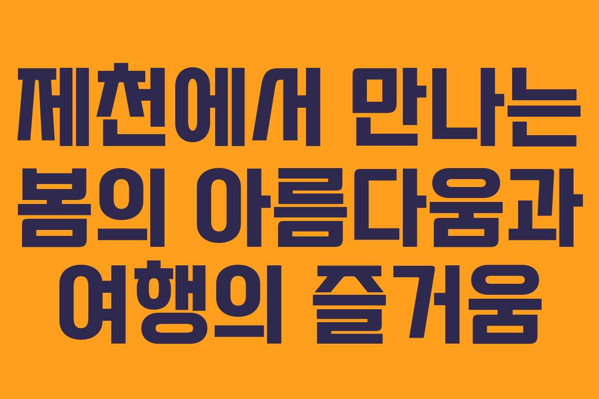 제천에서 만나는 봄의 아름다움과 여행의 즐거움
