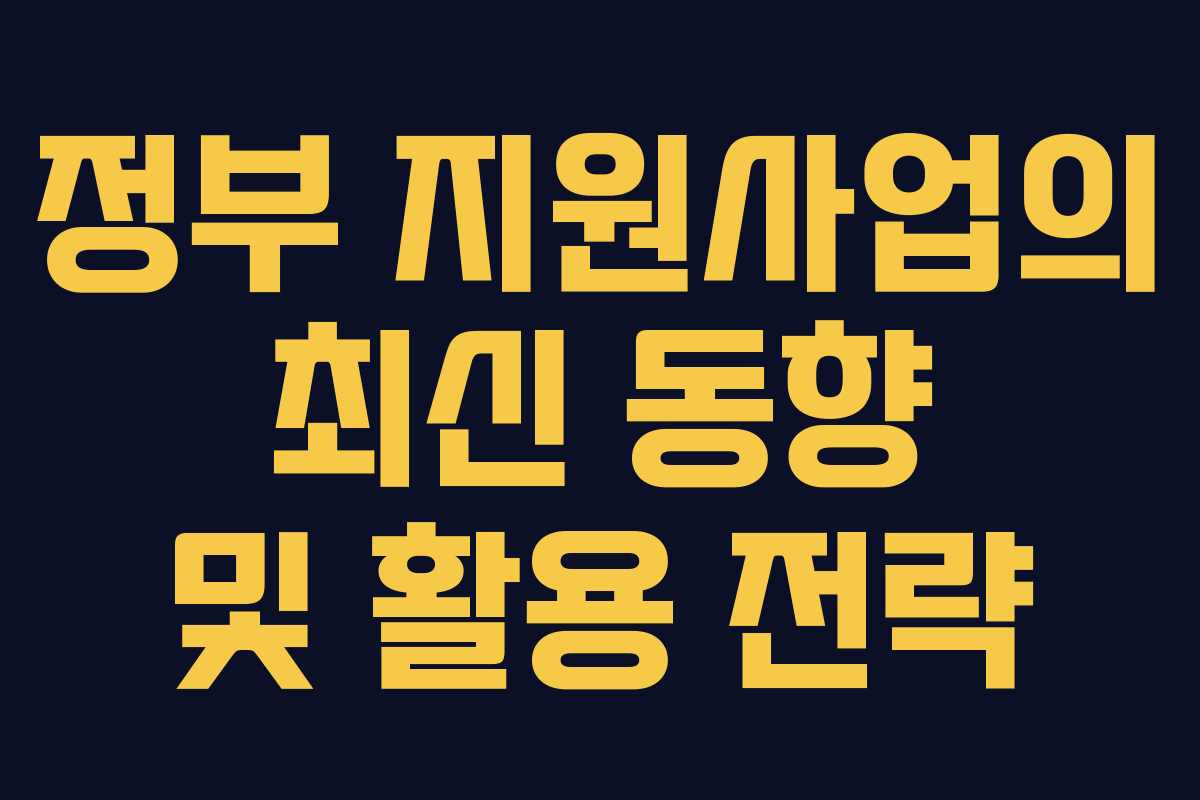 정부 지원사업의 최신 동향 및 활용 전략