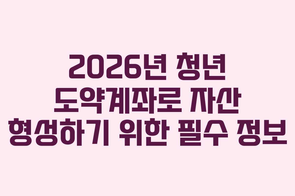 2026년 청년 도약계좌로 자산 형성하기 위한 필수 정보