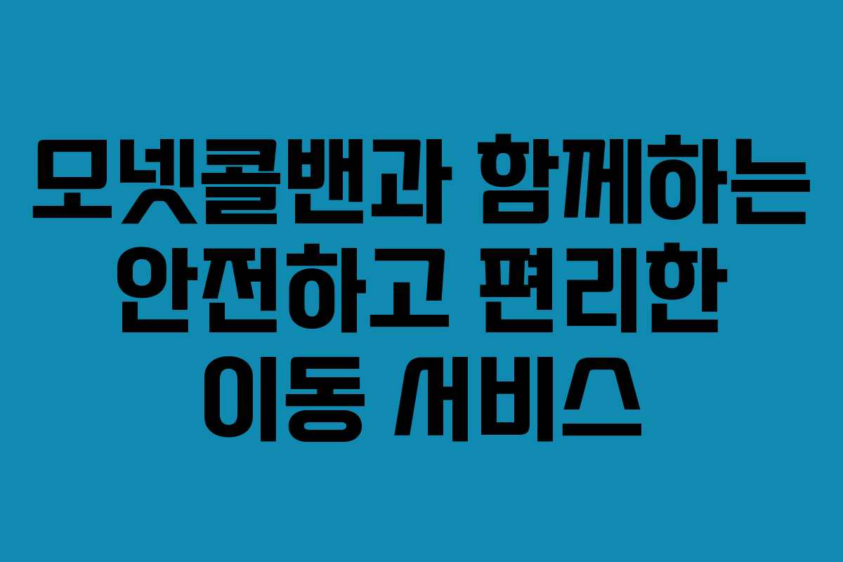 모넷콜밴과 함께하는 안전하고 편리한 이동 서비스