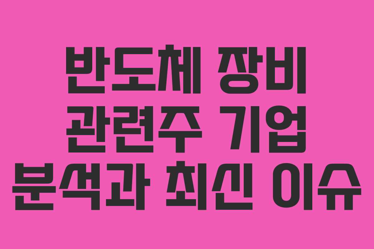 반도체 장비 관련주 기업 분석과 최신 이슈