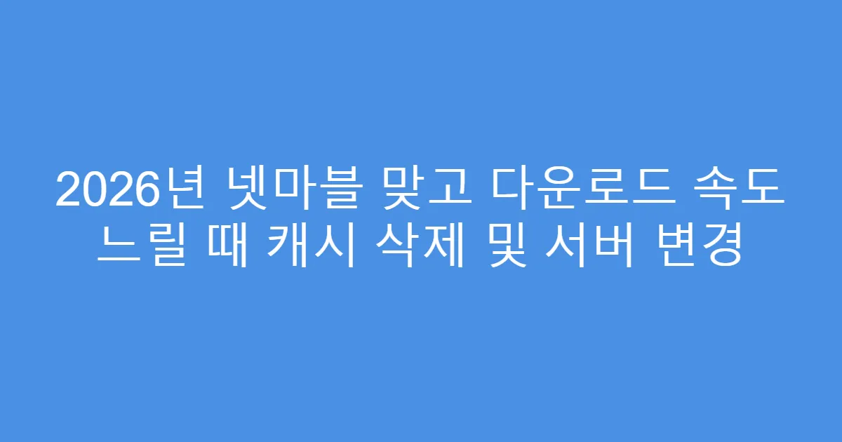 2026년 넷마블 맞고 다운로드 속도 느릴 때 캐시 삭제 및 서버 변경
