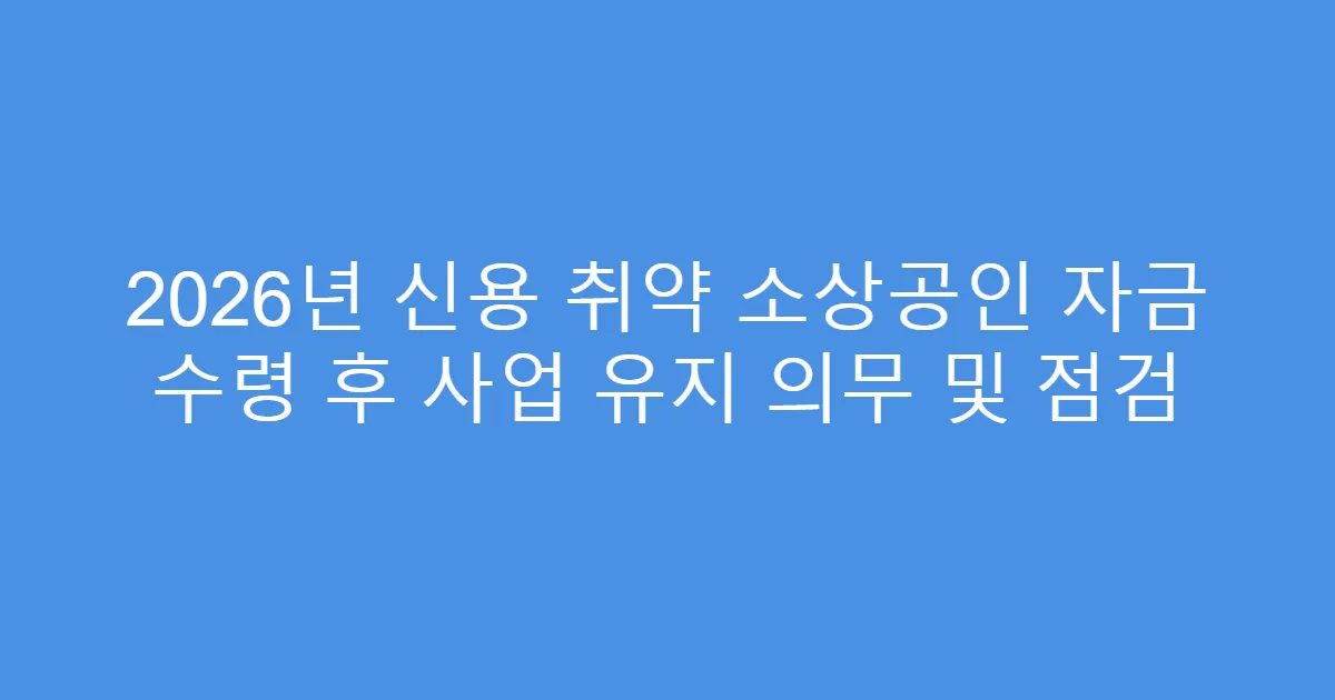 2026년 신용 취약 소상공인 자금 수령 후 사업 유지 의무 및 점검