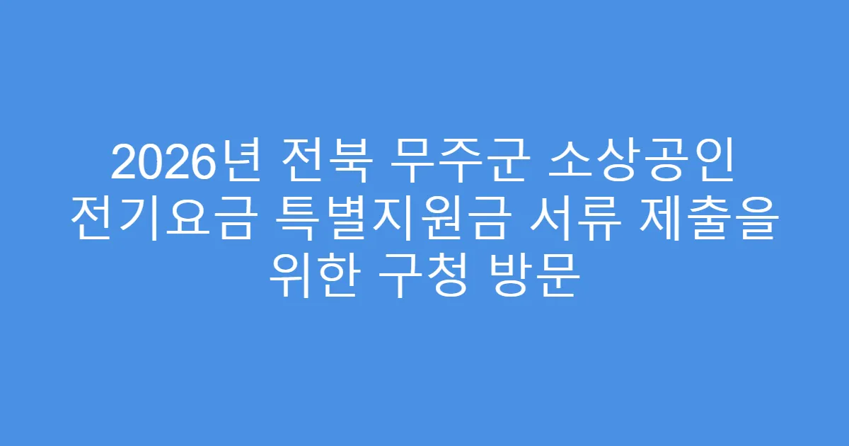 2026년 전북 무주군 소상공인 전기요금 특별지원금 서류 제출을 위한 구청 방문