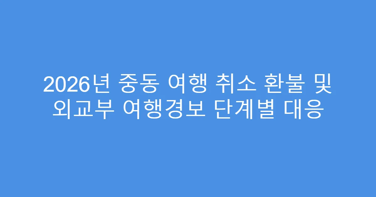 2026년 중동 여행 취소 환불 및 외교부 여행경보 단계별 대응