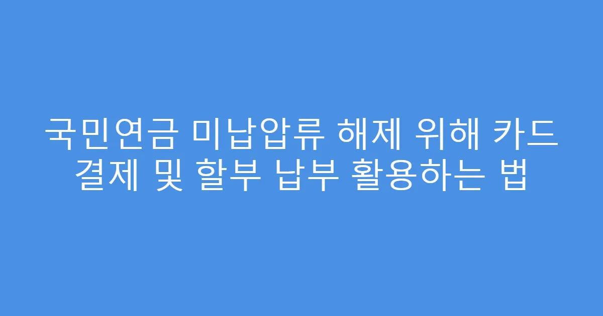국민연금 미납압류 해제 위해 카드 결제 및 할부 납부 활용하는 법