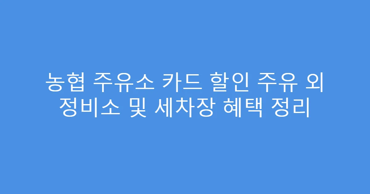 농협 주유소 카드 할인 주유 외 정비소 및 세차장 혜택 정리