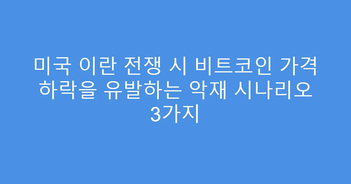 미국 이란 전쟁 시 비트코인 가격 하락을 유발하는 악재 시나리오 3가지