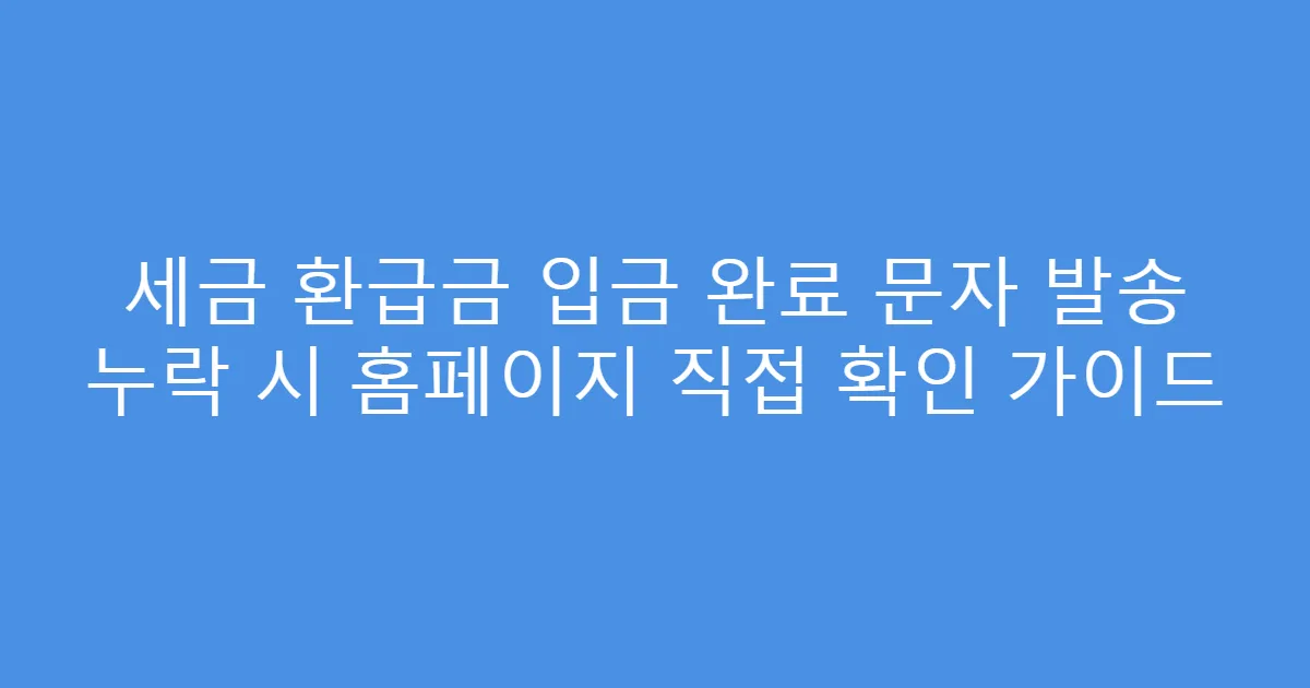 세금 환급금 입금 완료 문자 발송 누락 시 홈페이지 직접 확인 가이드