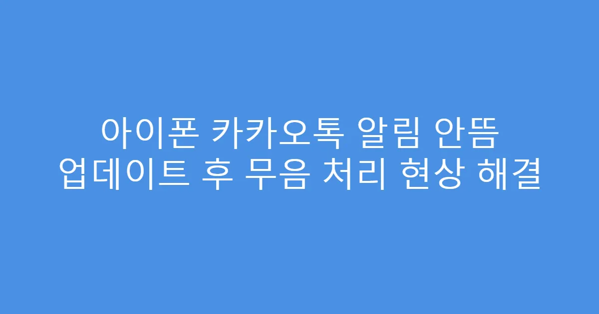 아이폰 카카오톡 알림 안뜸 업데이트 후 무음 처리 현상 해결