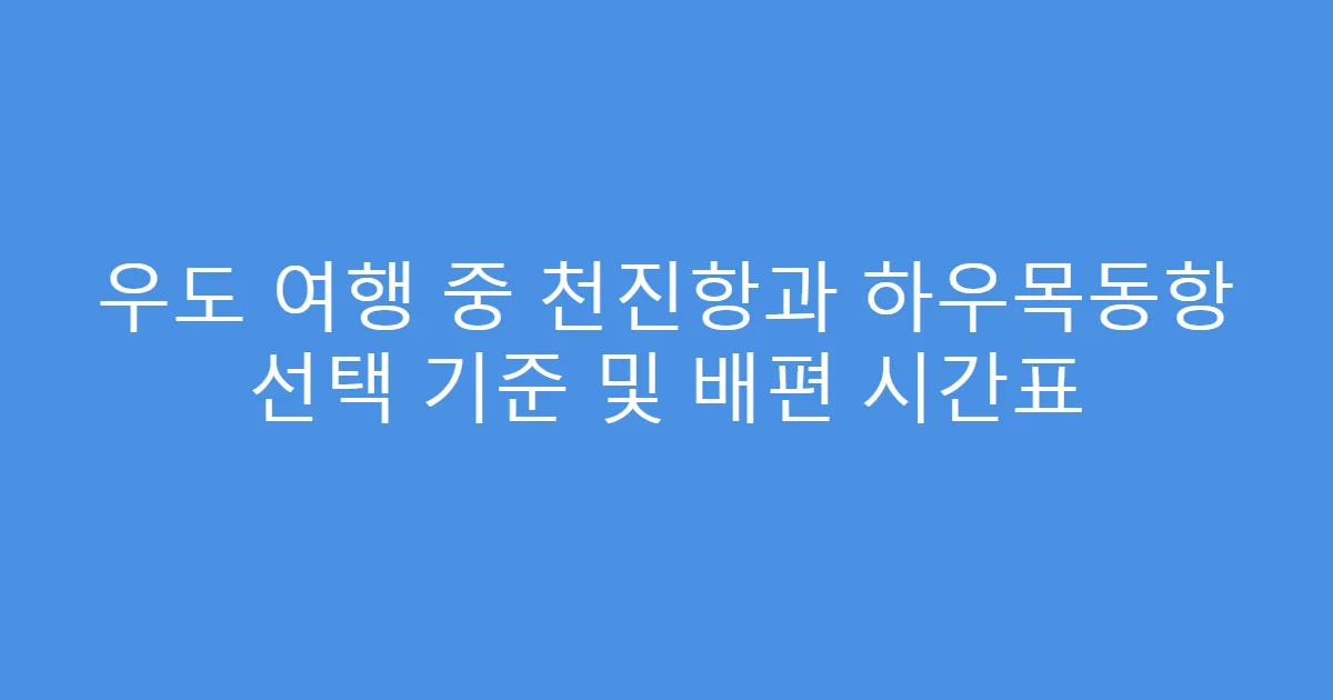 우도 여행 중 천진항과 하우목동항 선택 기준 및 배편 시간표