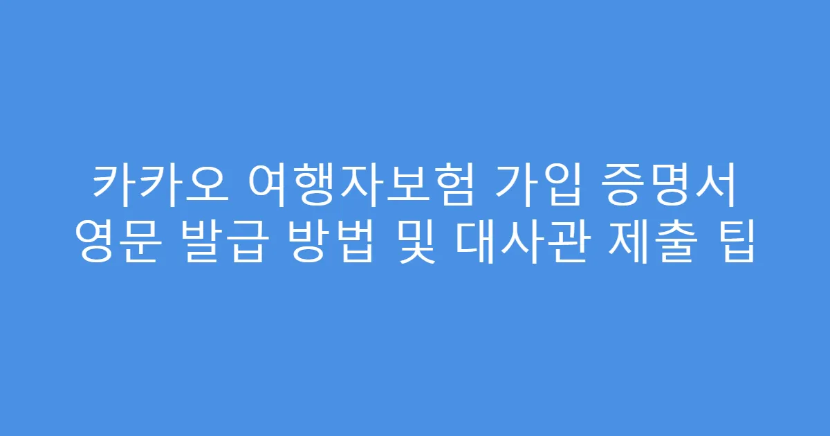 카카오 여행자보험 가입 증명서 영문 발급 방법 및 대사관 제출 팁