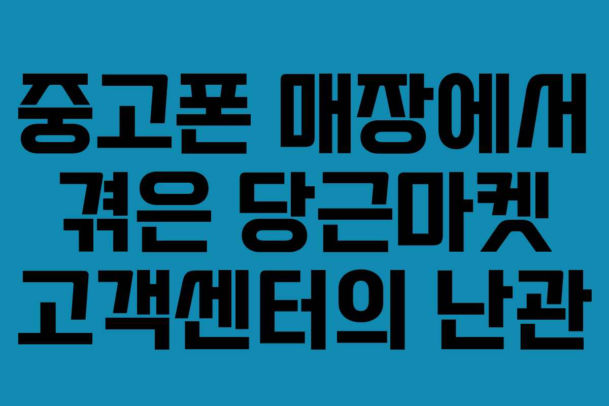 중고폰 매장에서 겪은 당근마켓 고객센터의 난관