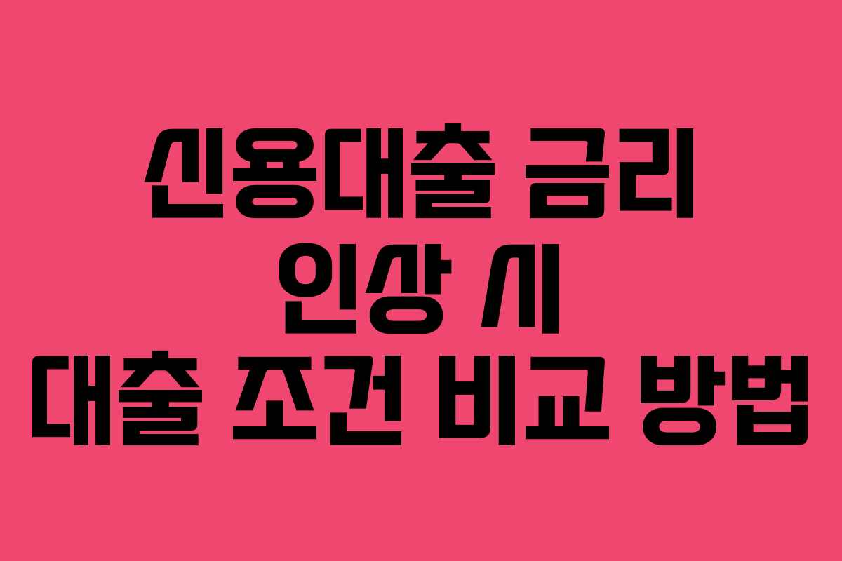 신용대출 금리 인상 시 대출 조건 비교 방법