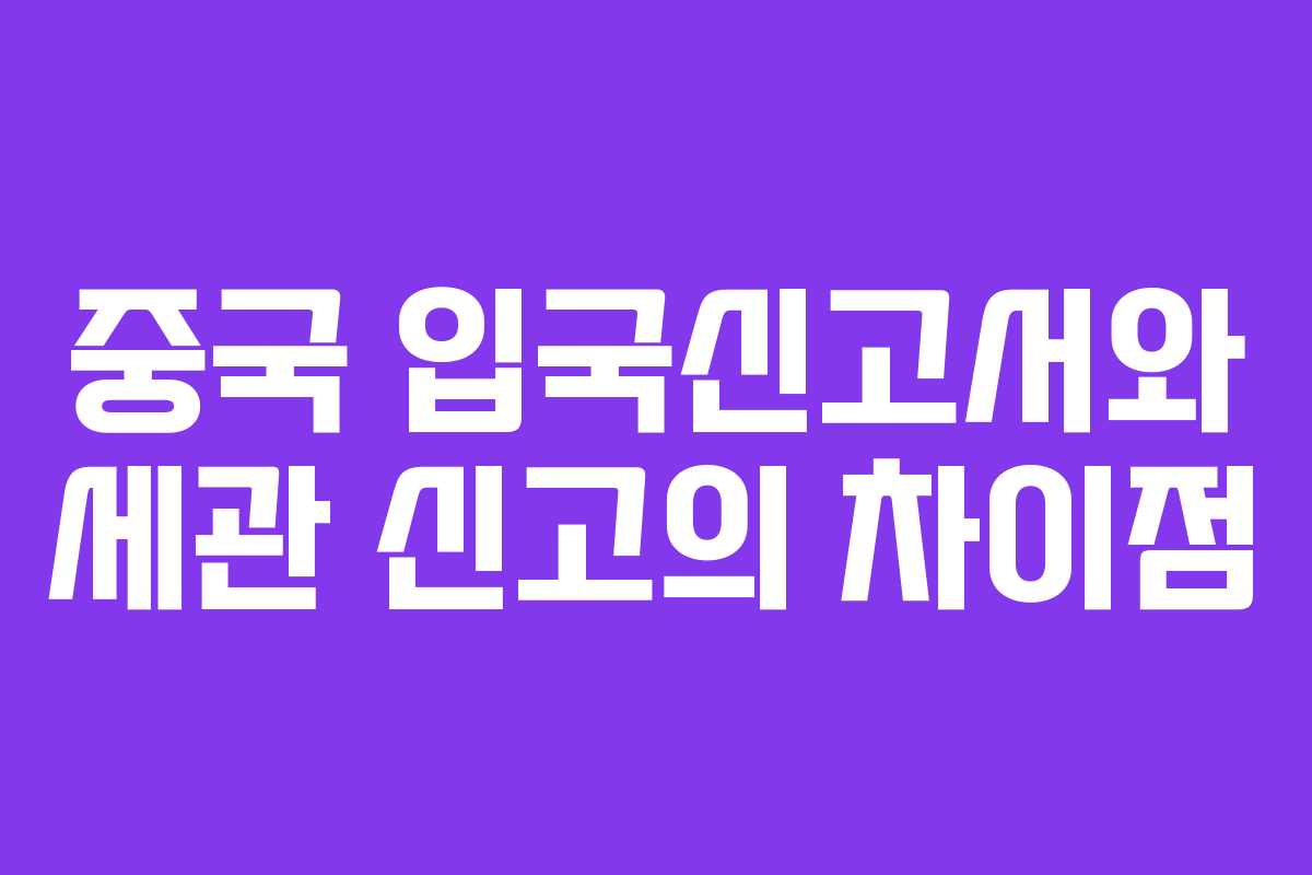 중국 입국신고서와 세관 신고의 차이점