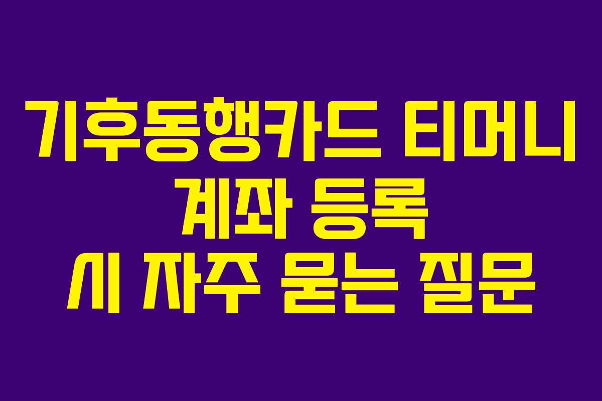기후동행카드 티머니 계좌 등록 시 자주 묻는 질문