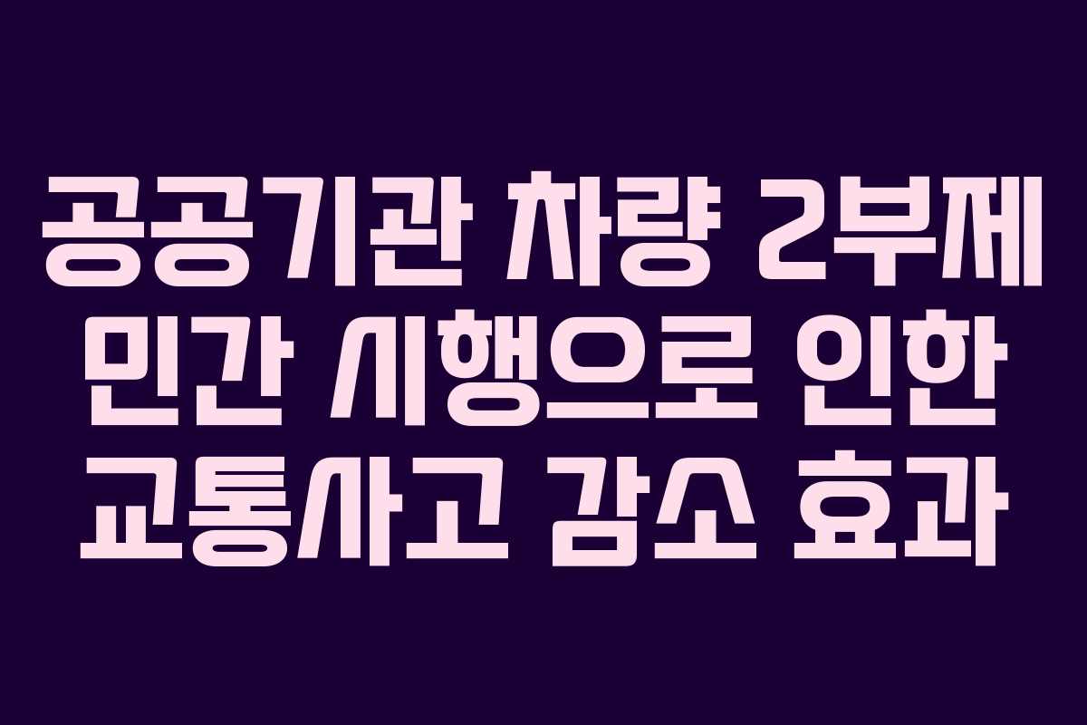 공공기관 차량 2부제 민간 시행으로 인한 교통사고 감소 효과