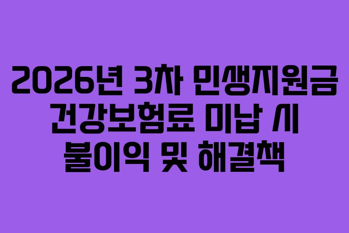 2026년 3차 민생지원금 건강보험료 미납 시 불이익 및 해결책