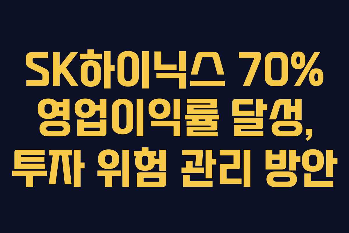 SK하이닉스 70% 영업이익률 달성, 투자 위험 관리 방안