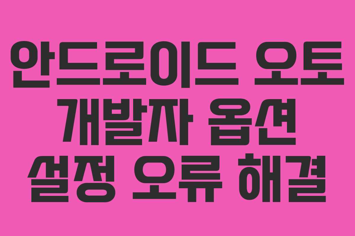 안드로이드 오토 개발자 옵션 설정 오류 해결