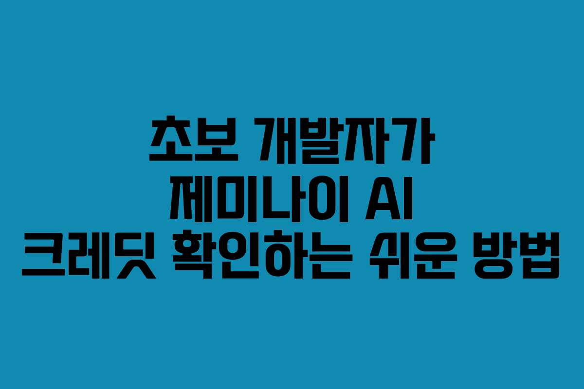 초보 개발자가 제미나이 AI 크레딧 확인하는 쉬운 방법