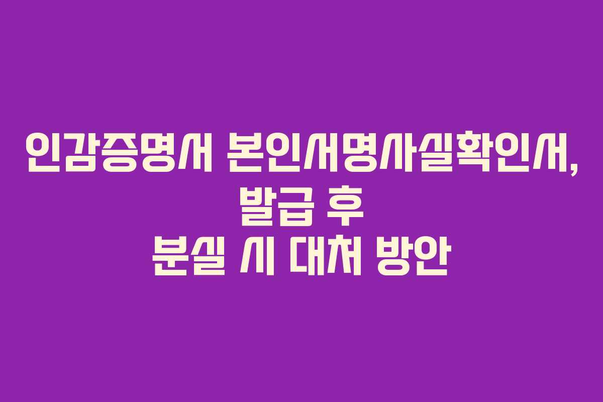 인감증명서 본인서명사실확인서, 발급 후 분실 시 대처 방안