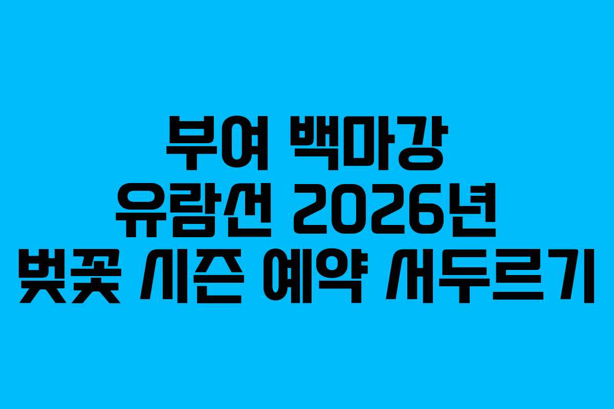 부여 백마강 유람선 2026년 벚꽃 시즌 예약 서두르기