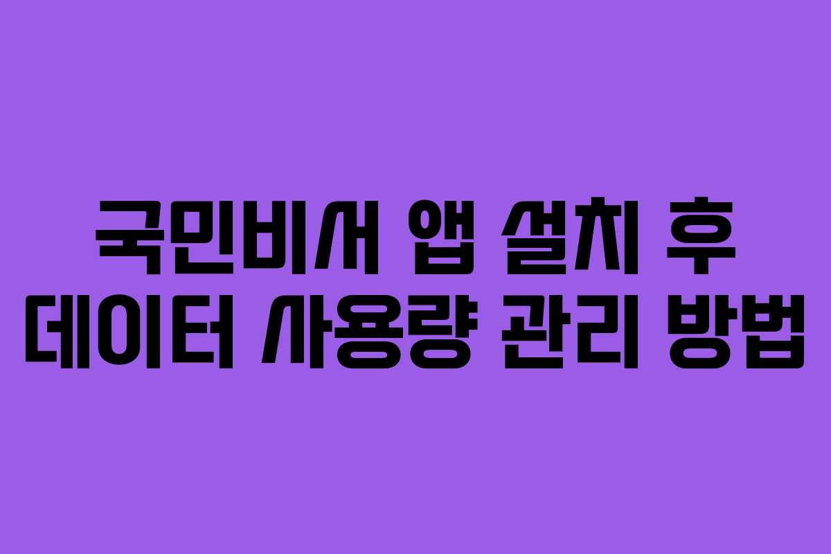 국민비서 앱 설치 후 데이터 사용량 관리 방법
