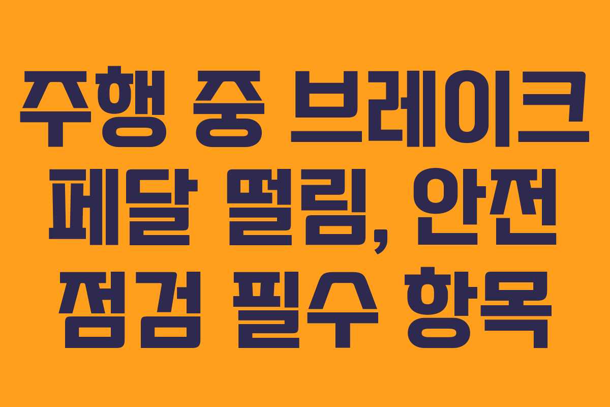 주행 중 브레이크 페달 떨림, 안전 점검 필수 항목