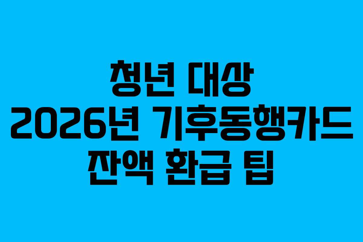 청년 대상 2026년 기후동행카드 잔액 환급 팁