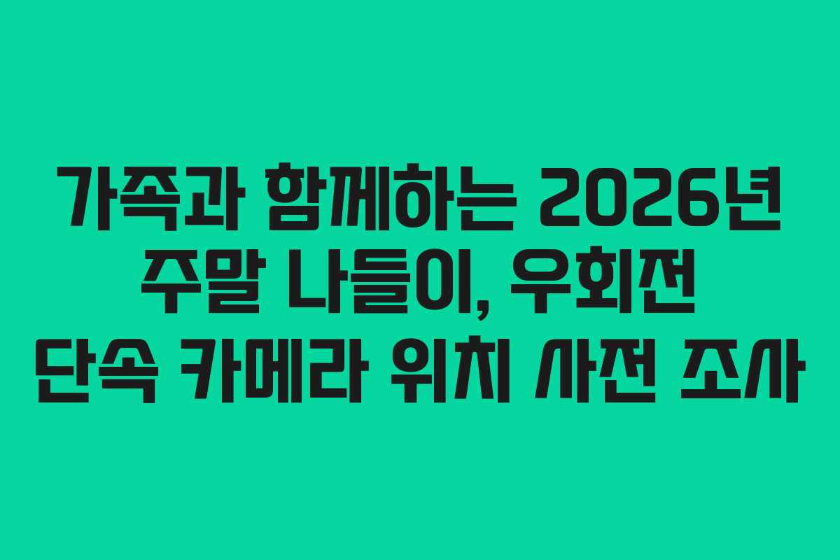 가족과 함께하는 2026년 주말 나들이, 우회전 단속 카메라 위치 사전 조사