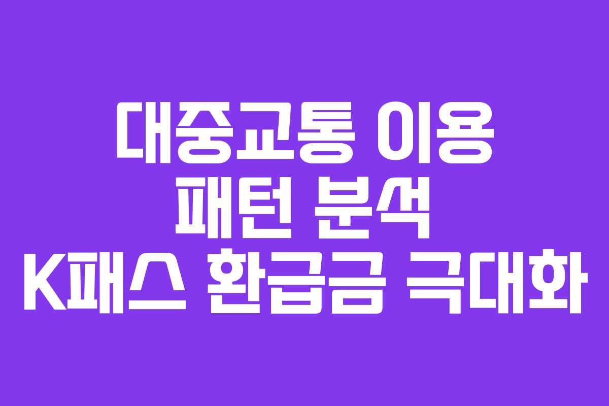 대중교통 이용 패턴 분석 K패스 환급금 극대화