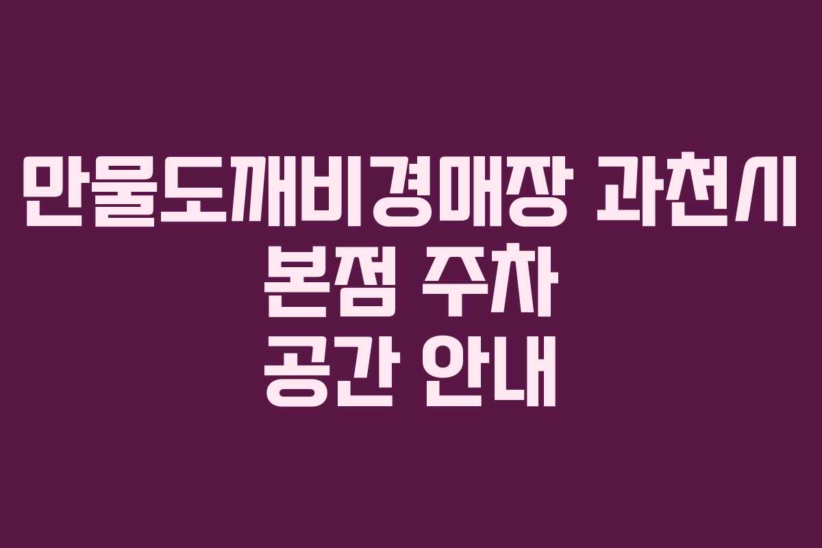 만물도깨비경매장 과천시 본점 주차 공간 안내