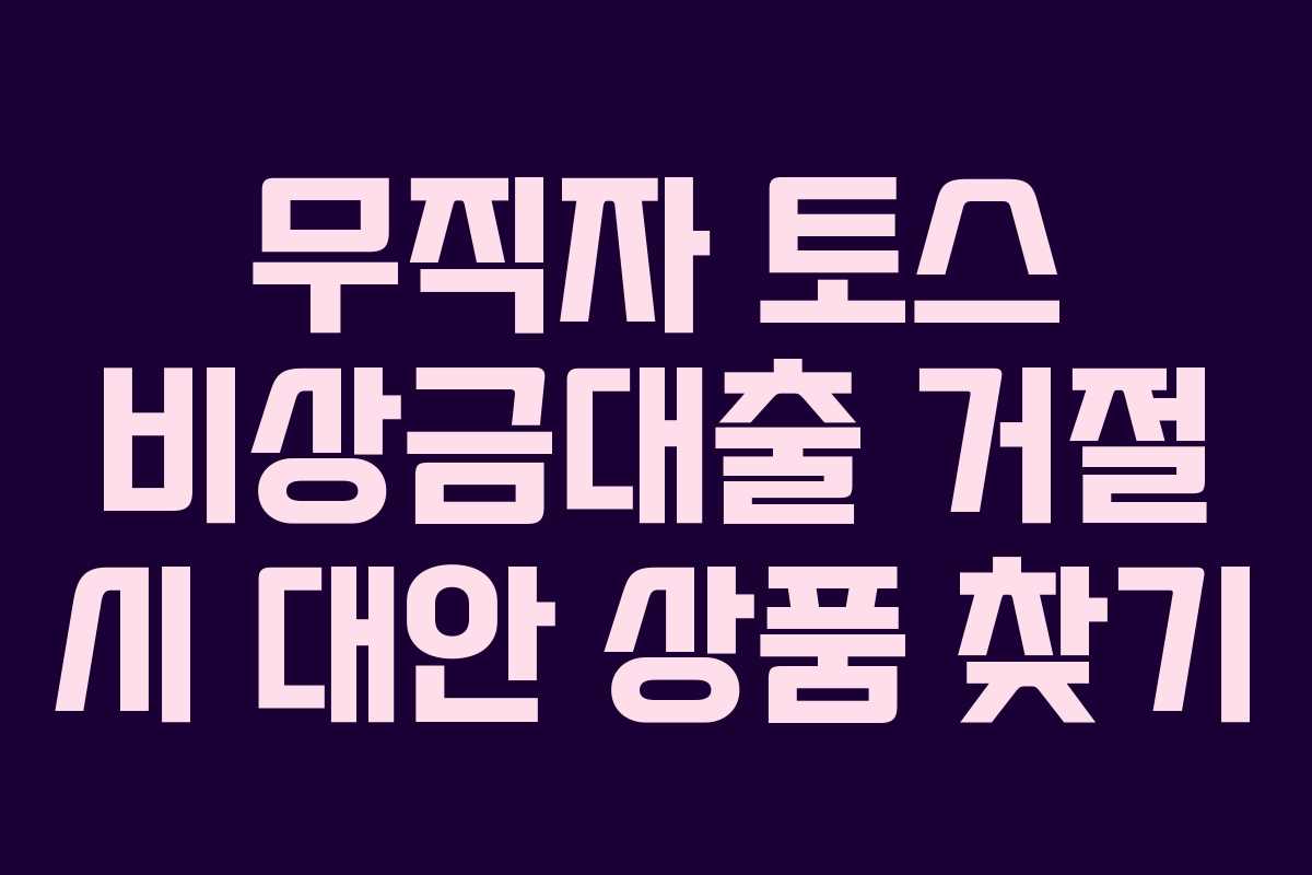 무직자 토스 비상금대출 거절 시 대안 상품 찾기