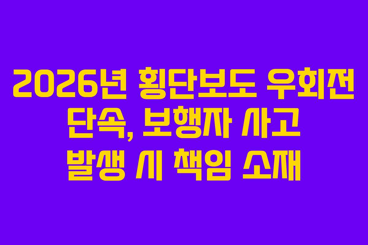 2026년 횡단보도 우회전 단속, 보행자 사고 발생 시 책임 소재