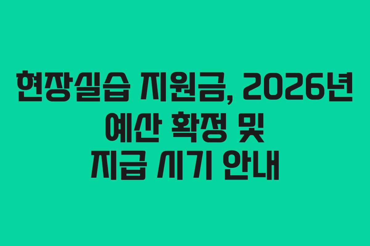 현장실습 지원금, 2026년 예산 확정 및 지급 시기 안내