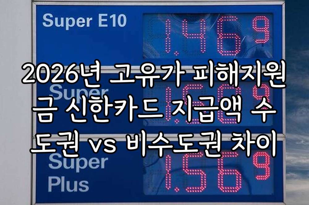 2026년 고유가 피해지원금 신한카드 지급액 수도권 vs 비수도권 차이