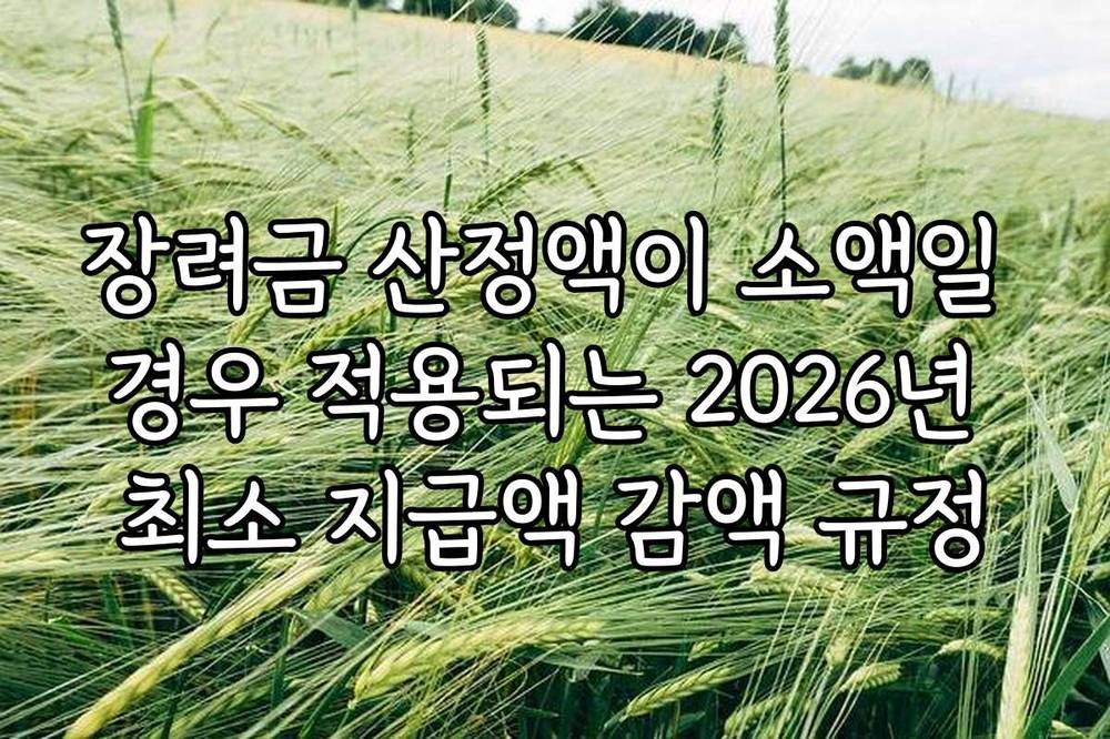 장려금 산정액이 소액일 경우 적용되는 2026년 최소 지급액 감액 규정