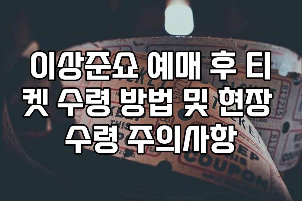 이상준쇼 예매 후 티켓 수령 방법 및 현장 수령 주의사항