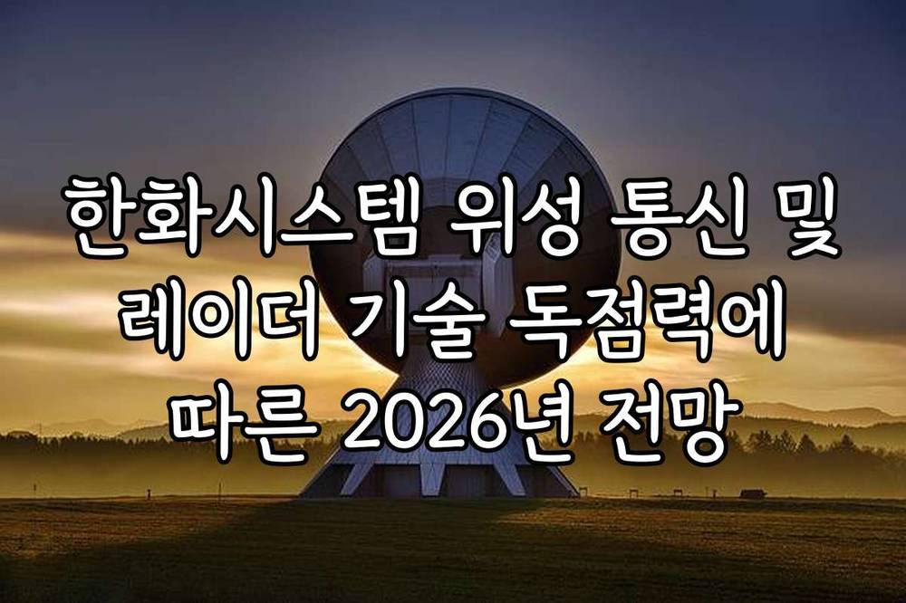 한화시스템 위성 통신 및 레이더 기술 독점력에 따른 2026년 전망