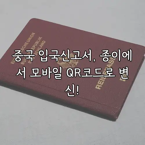 중국 입국신고서, 종이에서 모바일 QR코드로 변신!
