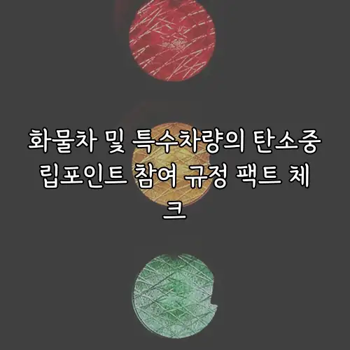 화물차 및 특수차량의 탄소중립포인트 참여 규정 팩트 체크